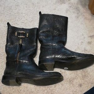 Tory Burch black with gold biker style boots